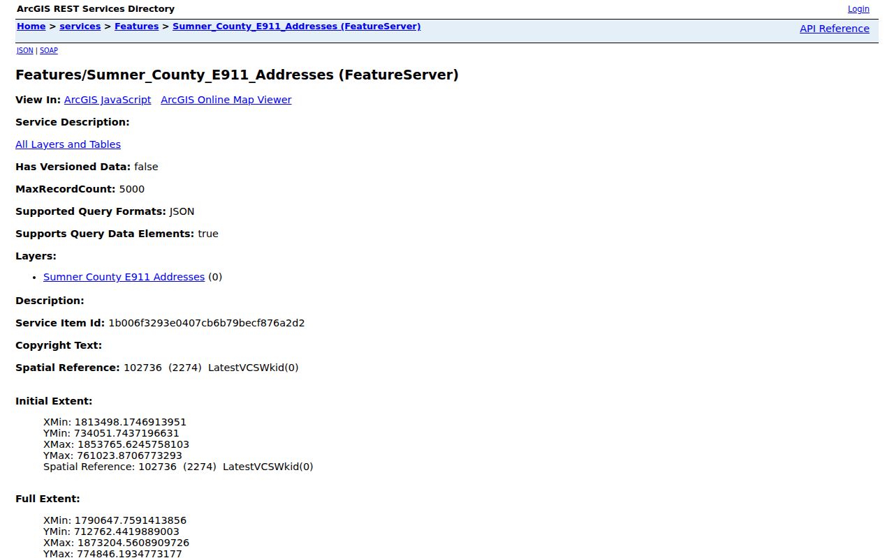 Gallatin neighbors view of the official Sumner County E911 address layer