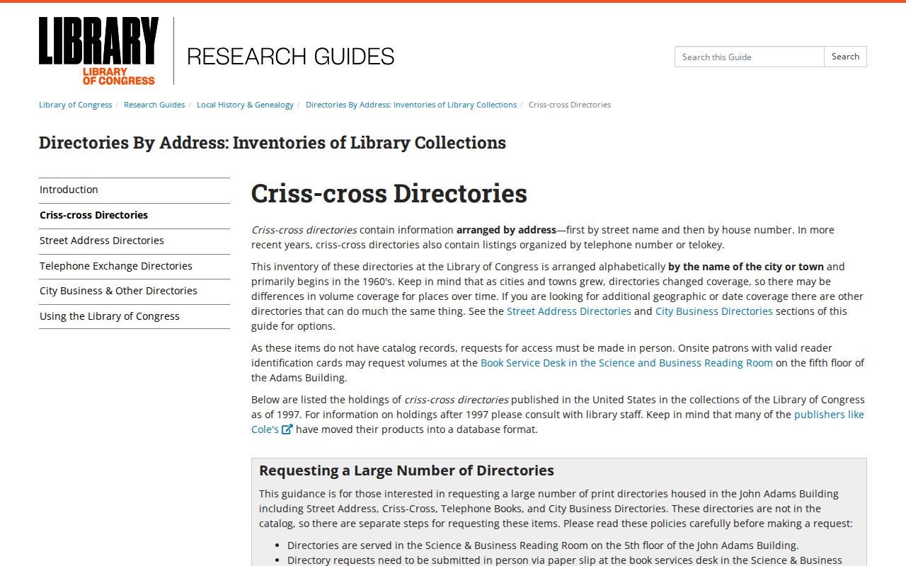 Gallatin previous residents criss-cross directory request guide