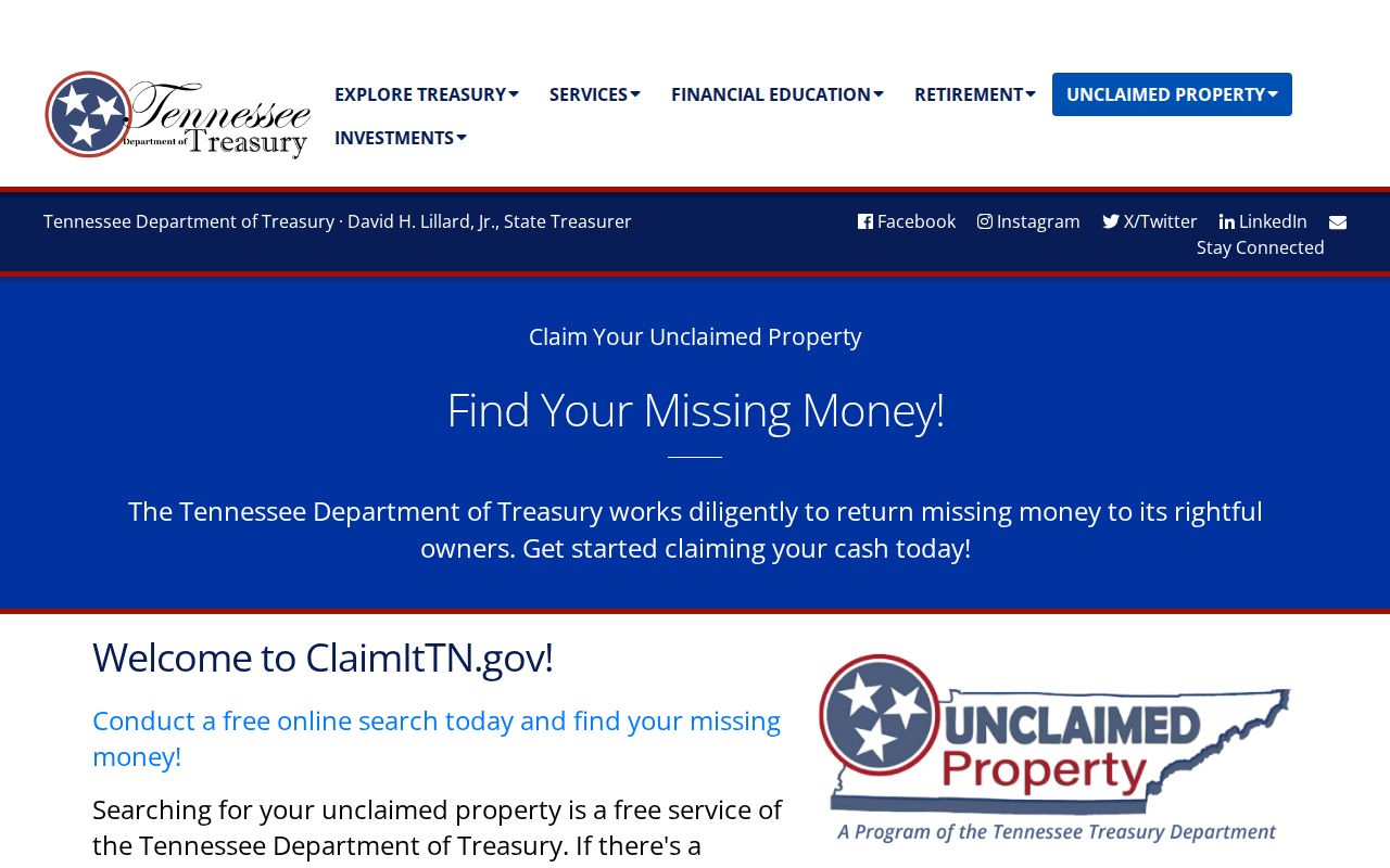 Gallatin resident lookup view of the free Tennessee Treasury ClaimItTN search