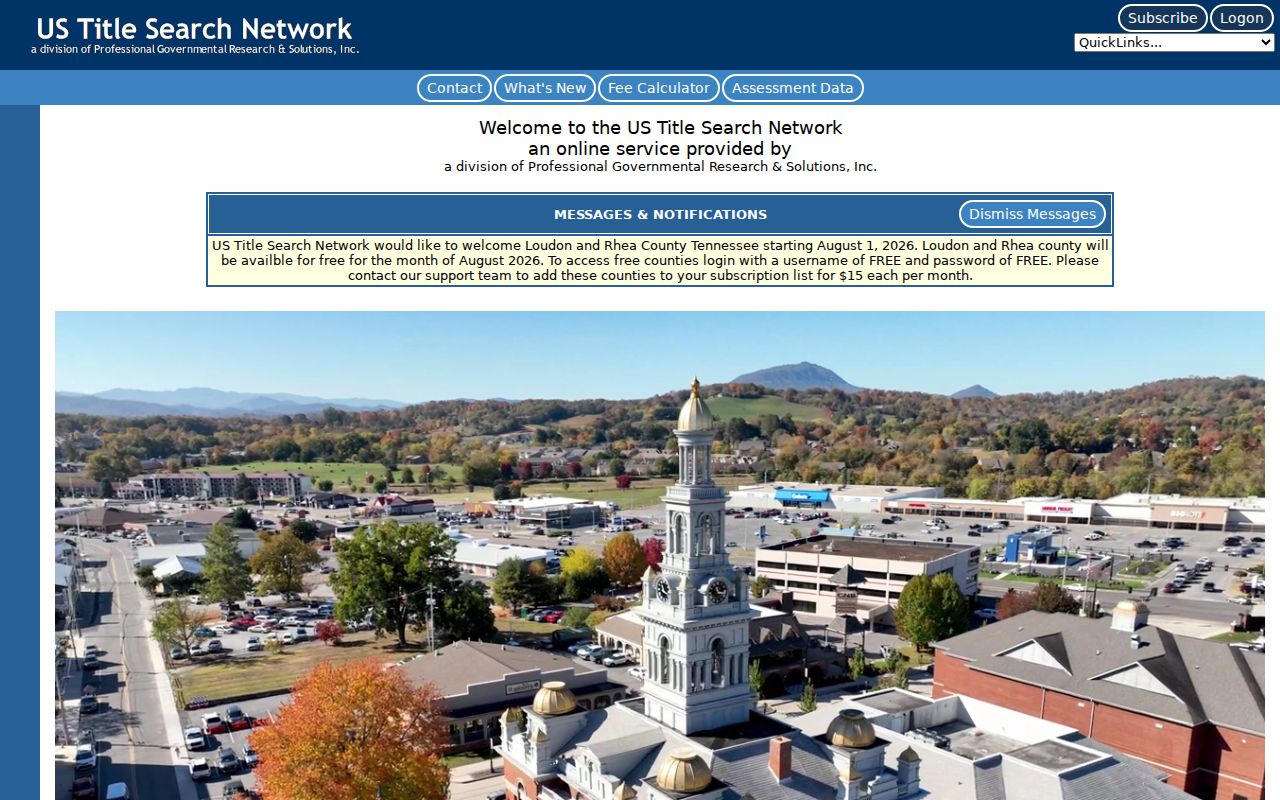 Gallatin street directory deed search through the Register-linked USTitleSearch portal