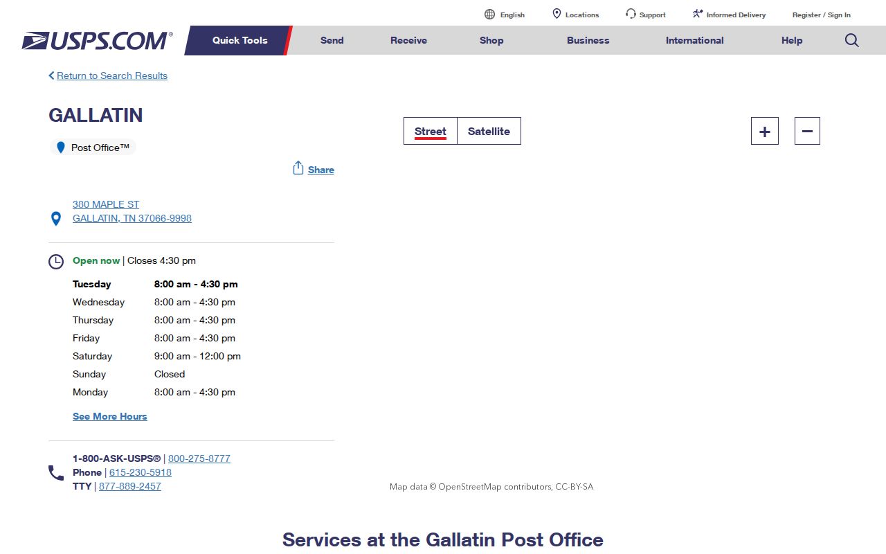 Gallatin ZIP code directory USPS Gallatin Post Office verification for 37066